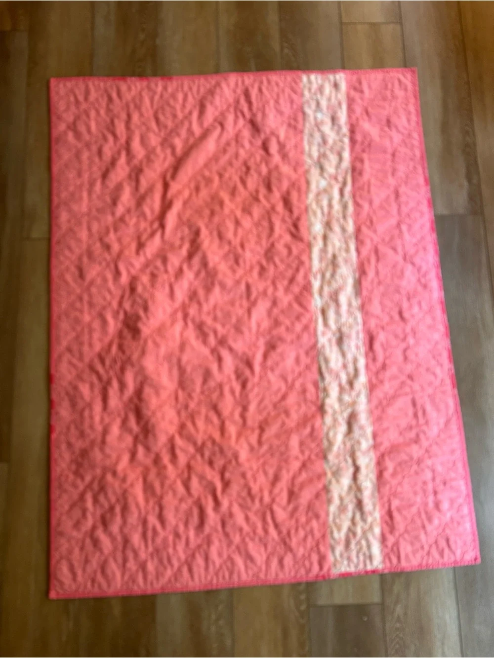 Pink/Coral Quilted Throw - Classic Patchwork Design